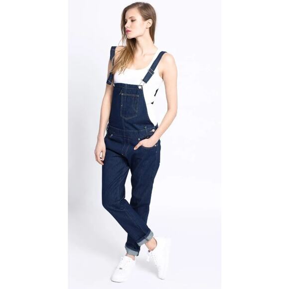 Levi’s Heritage Bib Denim Overalls Straight Leg Jeans Dark Wash Blue - Picture 13 of 13